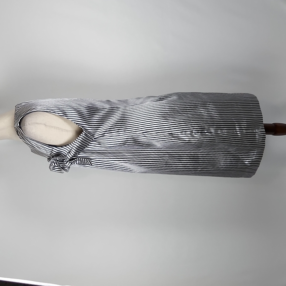 NWOT Banana Republic Preppy Navy and Metallic Silver Stripe Shift Dress Size 12 - Picture 6 of 16